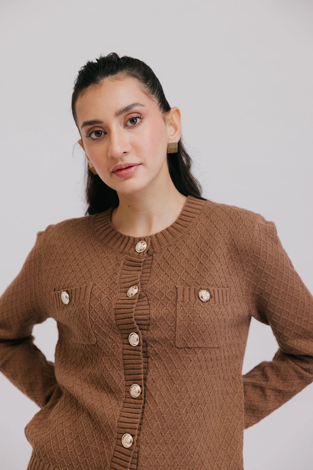 Cardigan W Sweaters Online Full Sleeves Round Neck Cardigan