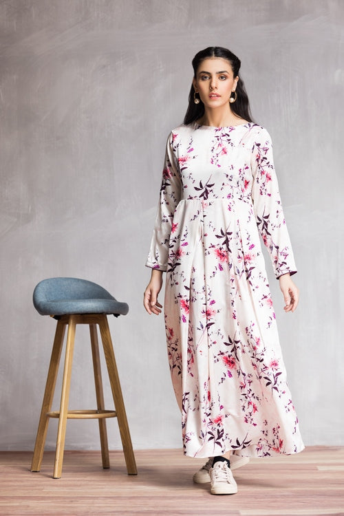 western silk dresses Pink Embroidered Chinon Silk Indo-Western Dress with Tassels