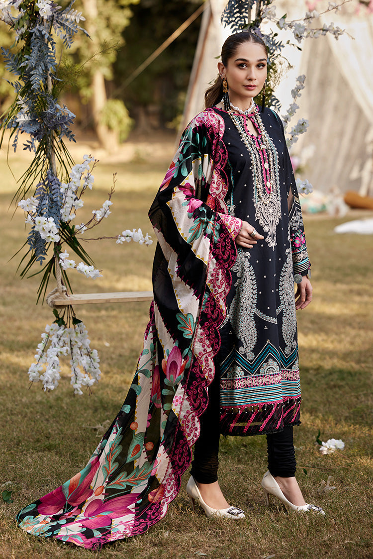 Aneela's orange Printed Luxury Lawn Embroidered 3Piece Unstitched