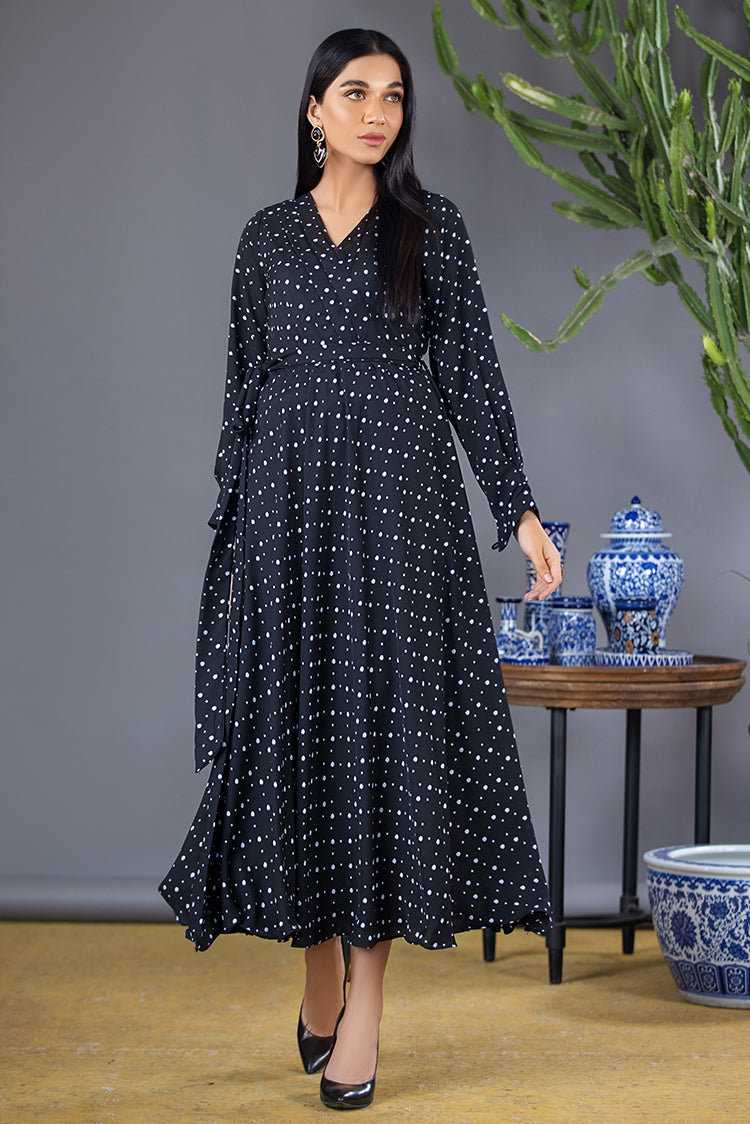 mini dot-print georgette tiered dress Mini Polka Dot Print Georgette Dress – Ellena