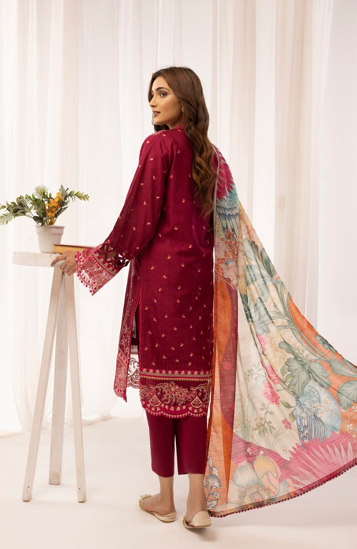 3-PC Stitched Self Jacquard Suit