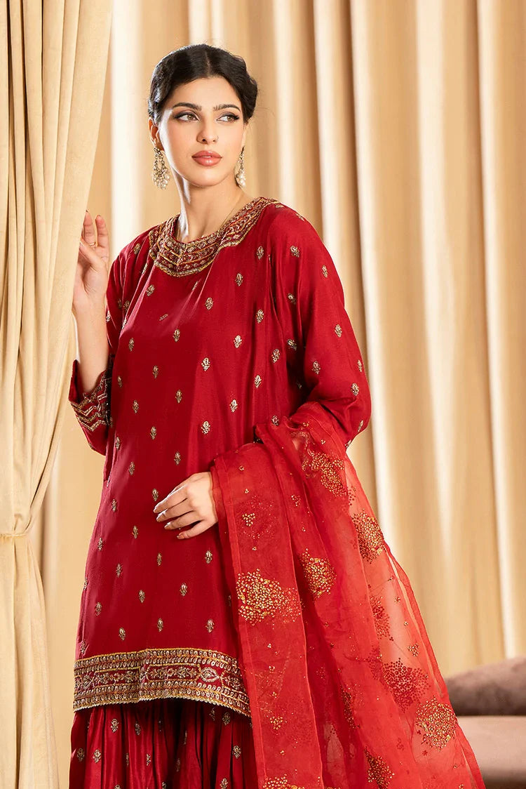 3-PC Stitched Embroidered Suit