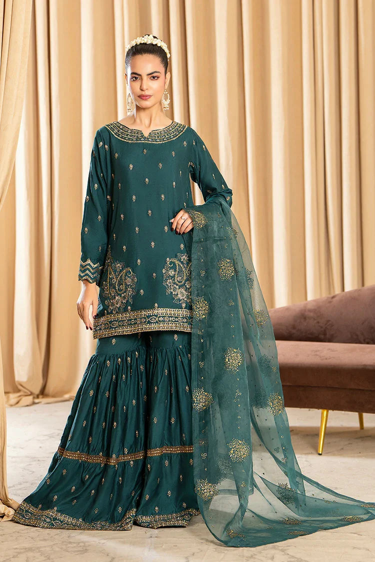 3-PC Stitched Embroidered Suit