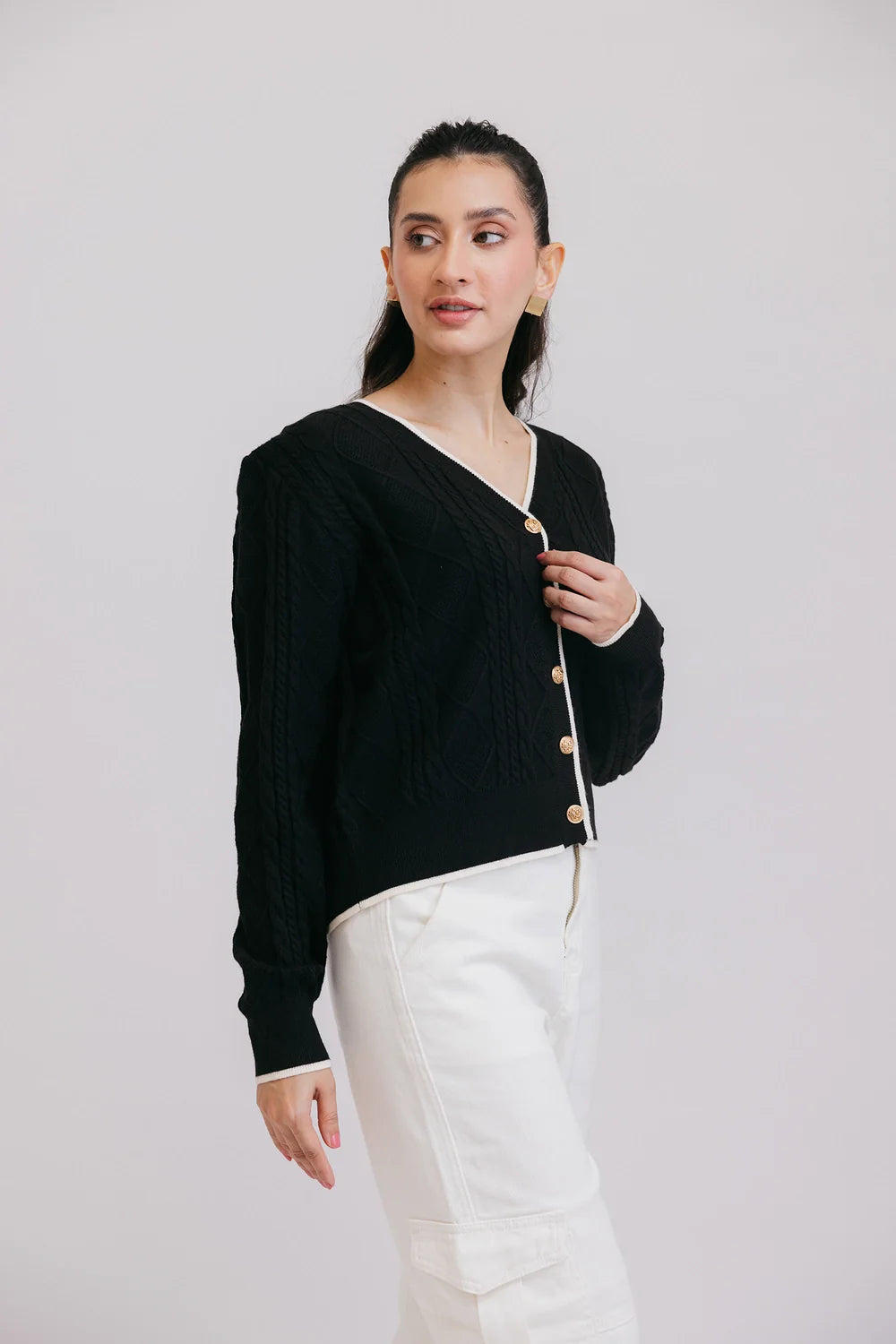 Full Sleeves V-Neck Cardigan Sweater