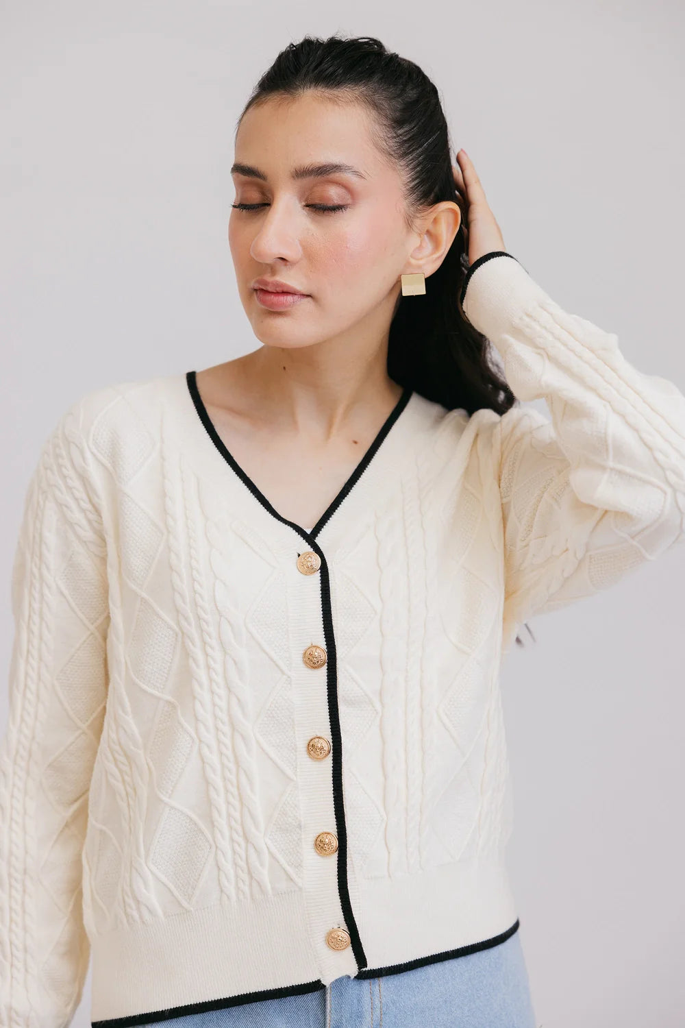 Full Sleeves V-Neck Cardigan Sweater