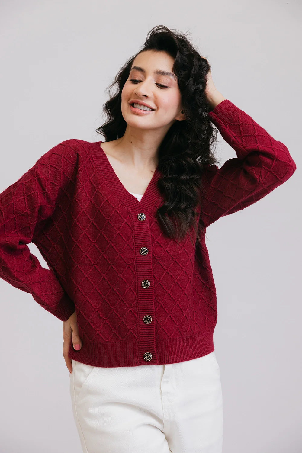 Full Sleeves V-Neck Cardigan Sweater