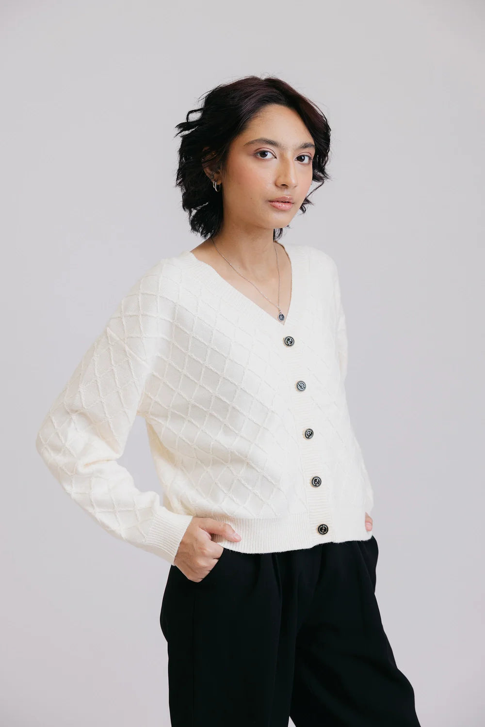 Full Sleeves V-Neck Cardigan Sweater