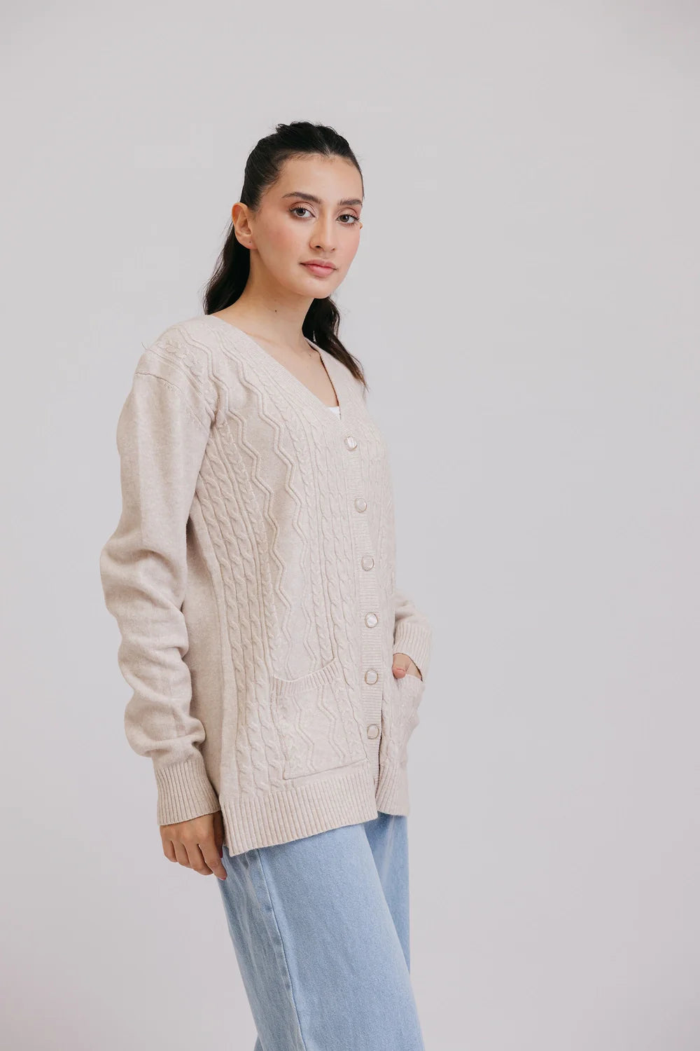 Full Sleeves V-Neck Cardigan Sweater