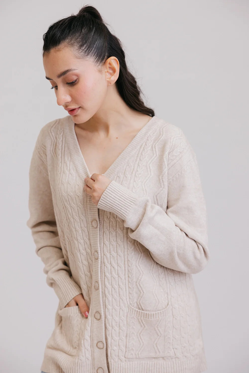 Full Sleeves V-Neck Cardigan Sweater