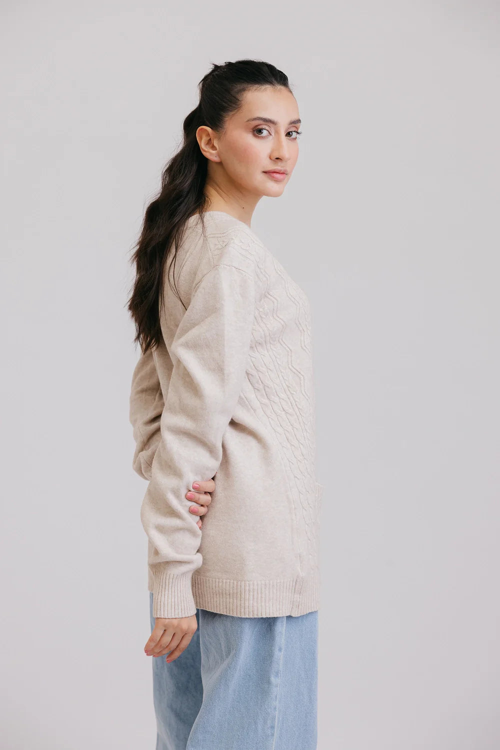 Full Sleeves V-Neck Cardigan Sweater