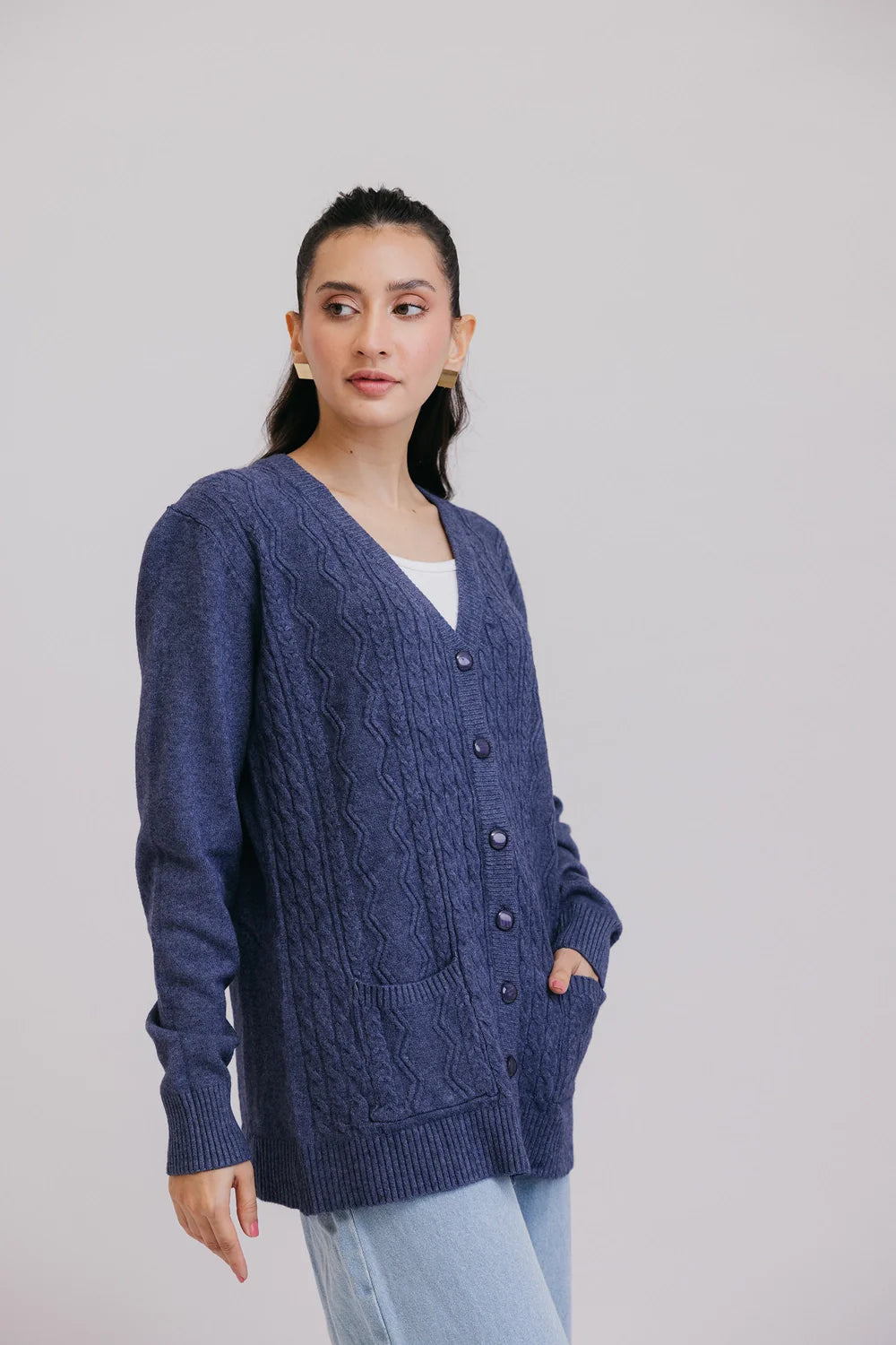 Full Sleeves V-Neck Cardigan Sweater