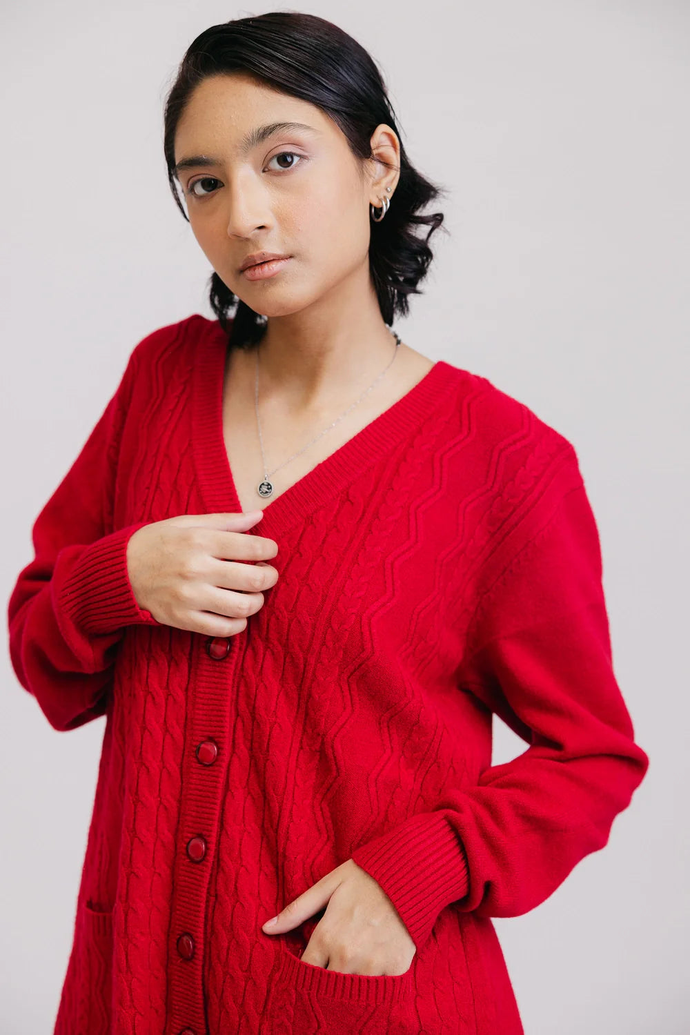 Full Sleeves V-Neck Cardigan Sweater