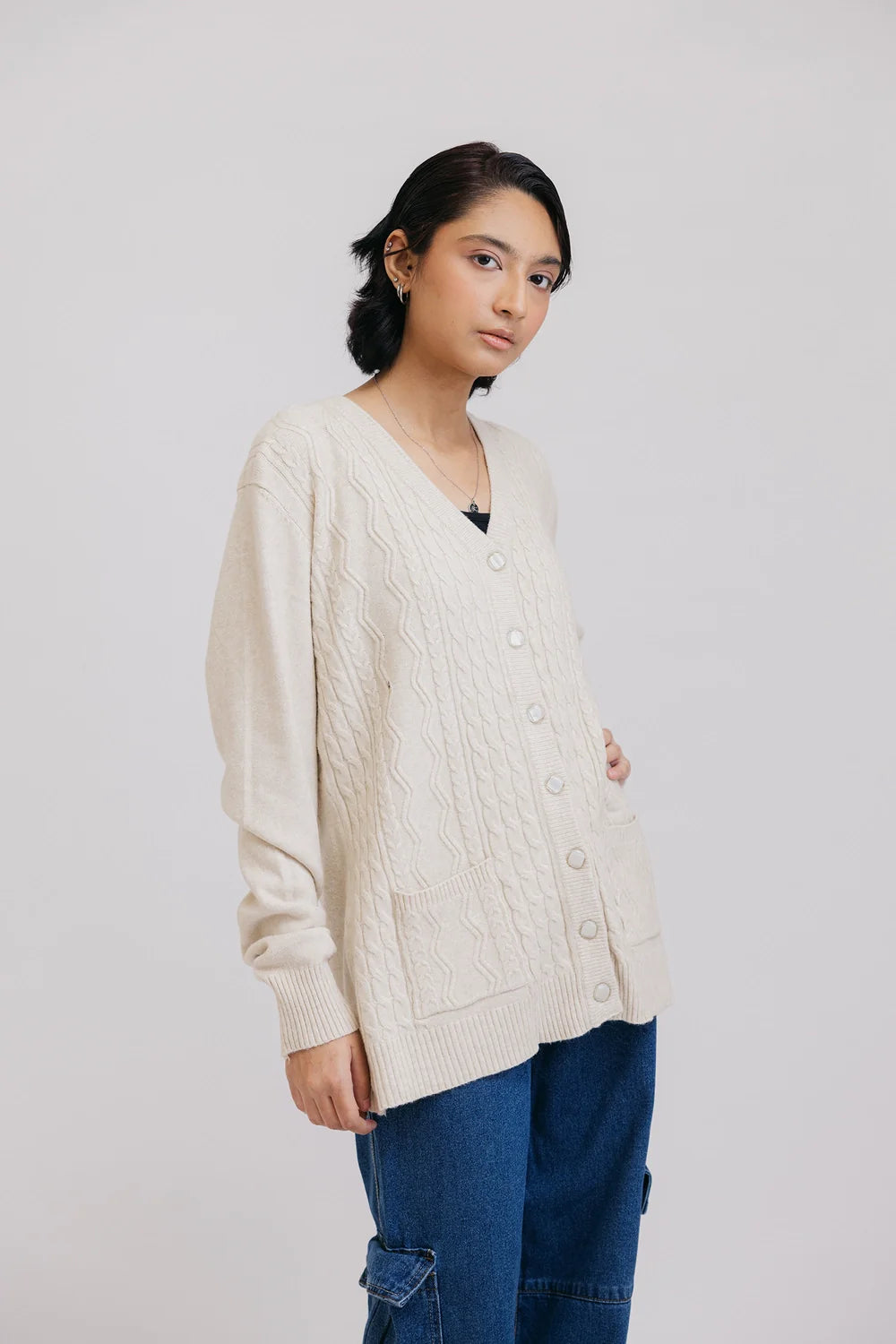 Full Sleeves V-Neck Cardigan Sweater