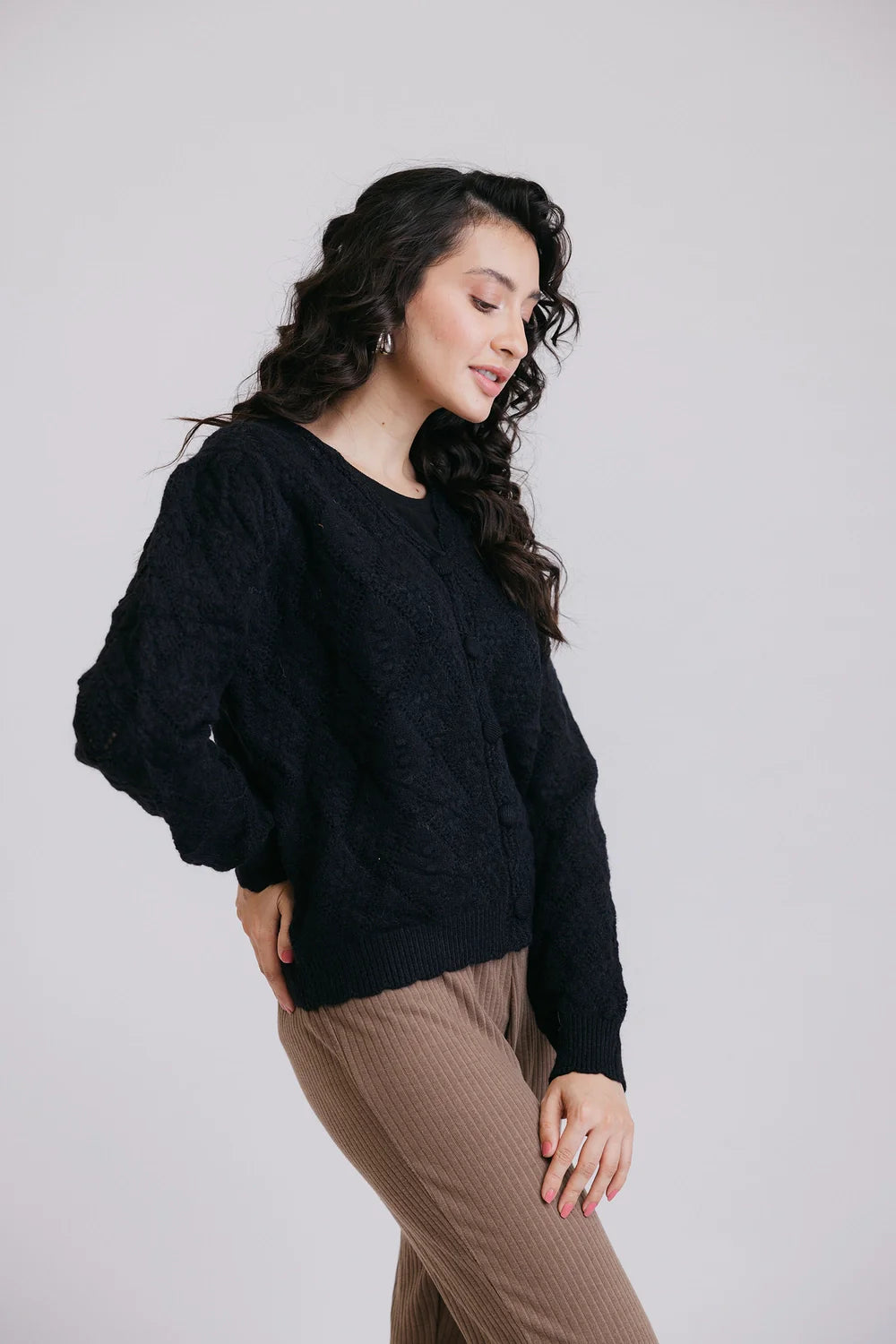 Full Sleeves V-Neck Cardigan Sweater