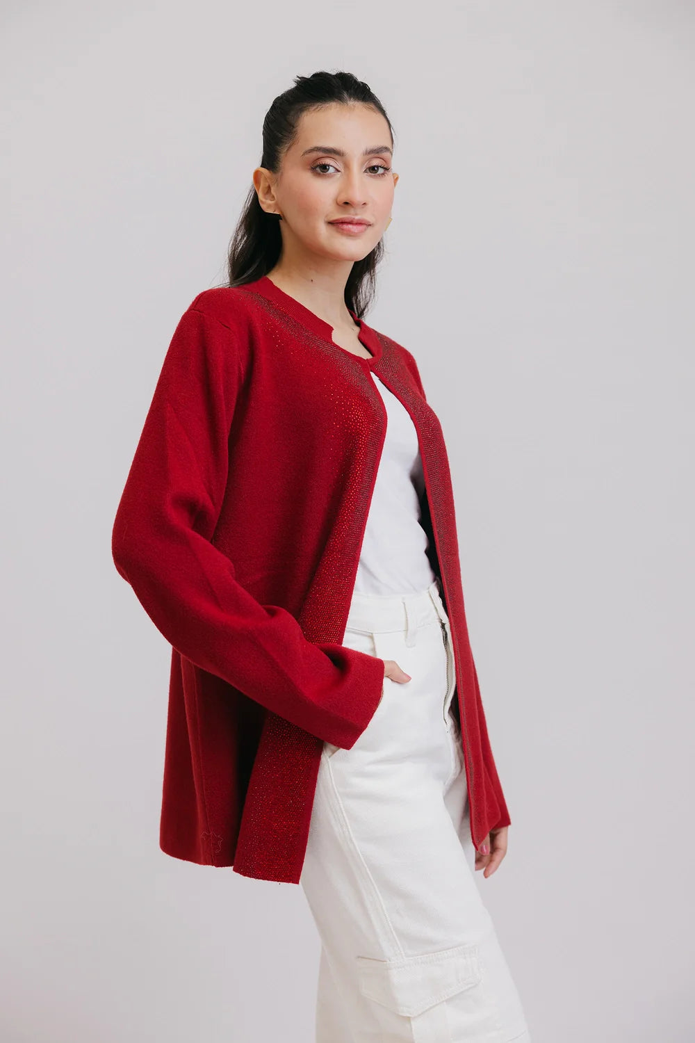 Full Sleeves Round Neck Cardigan Sweater