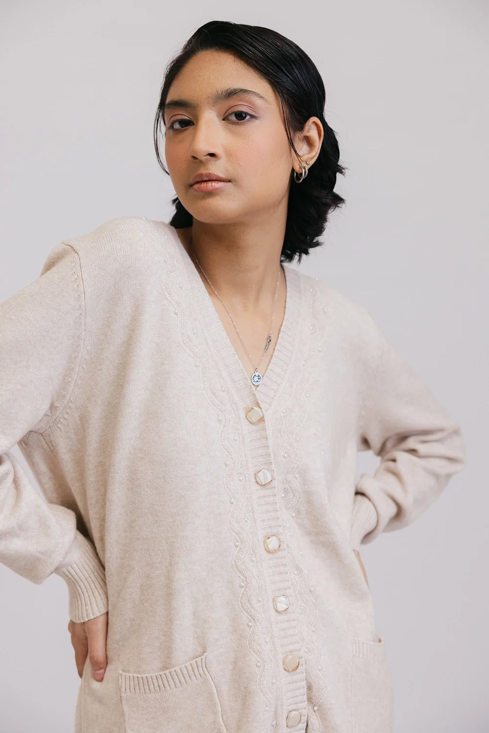 Full Sleeves V-Neck Cardigan Sweater