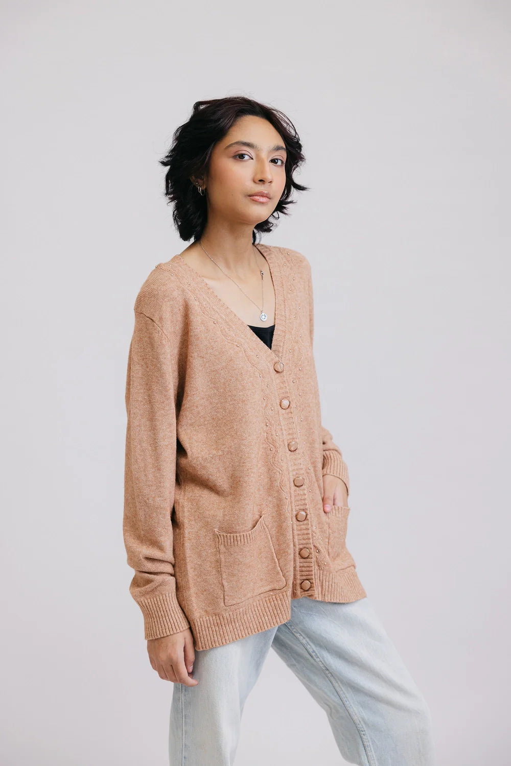 Full Sleeves V-Neck Cardigan Sweater