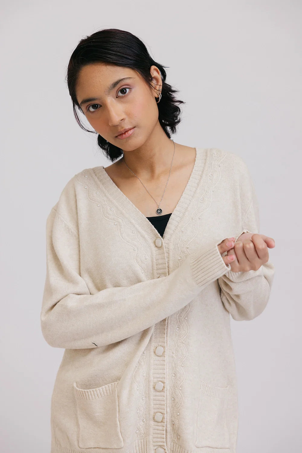 Full Sleeves V-Neck Cardigan Sweater