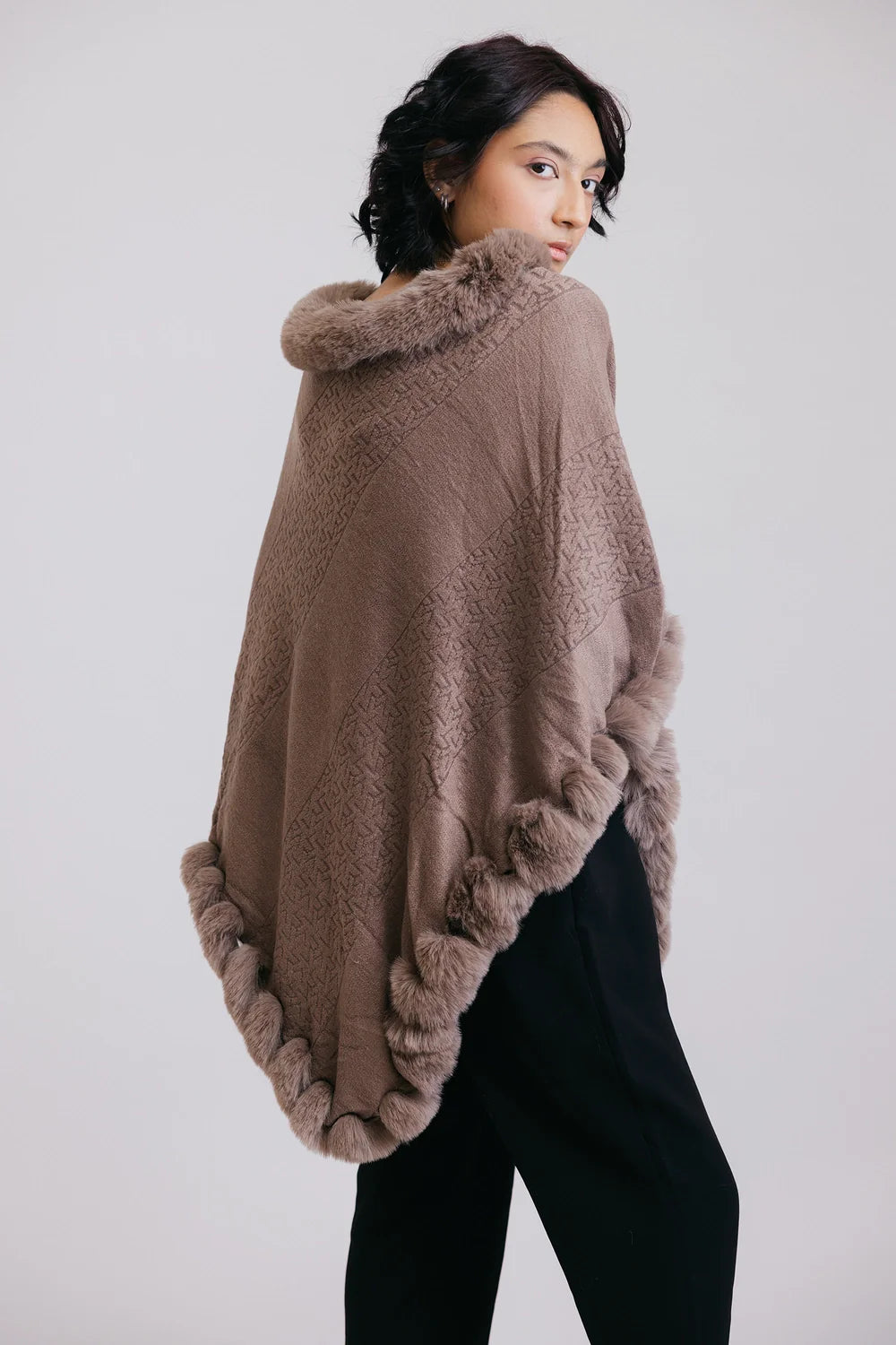 Faux Fur Pullover Poncho