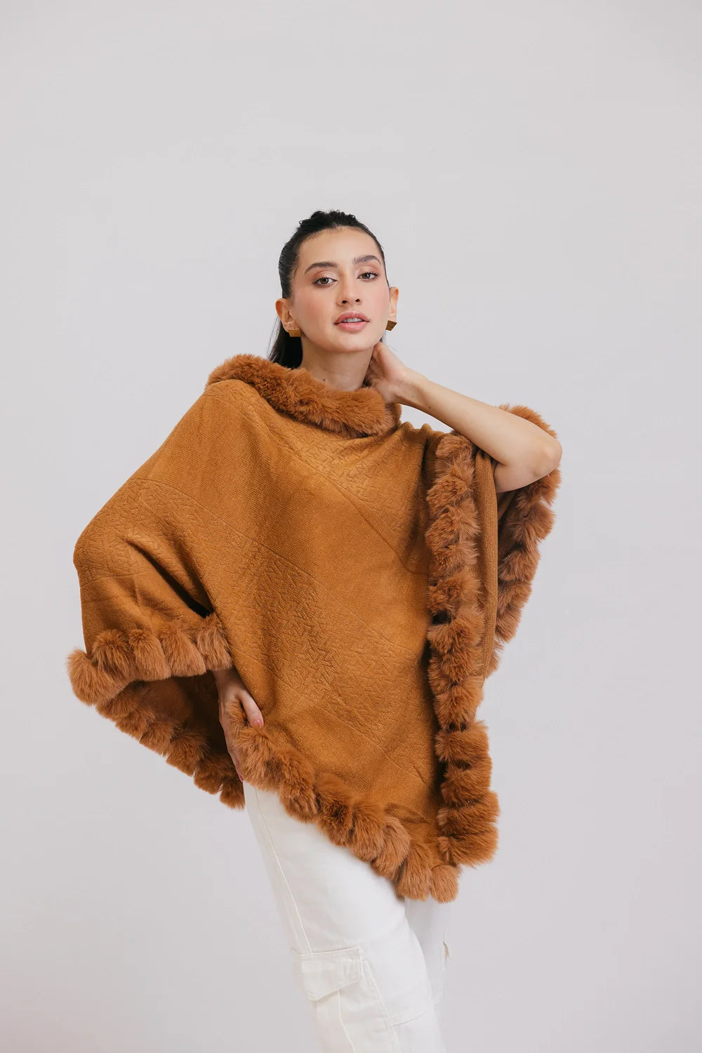 Faux Fur Pullover Poncho