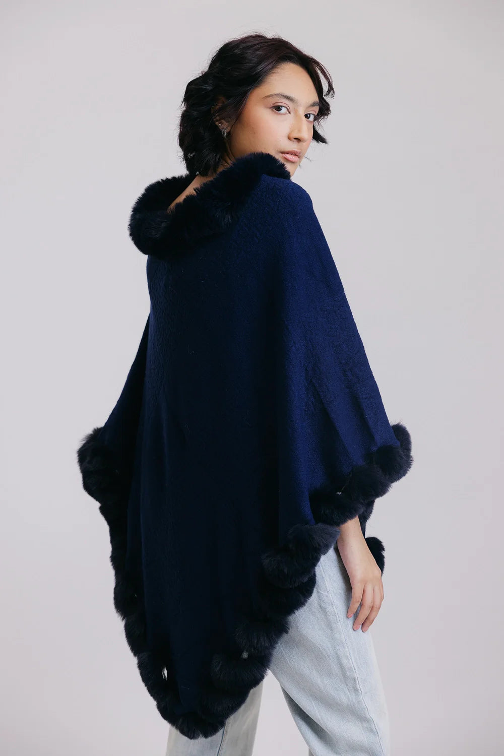 Faux Fur Pullover Poncho