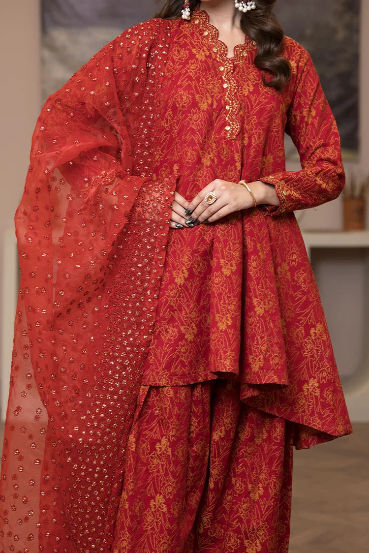 3-PC Stitched Embroidered Suit