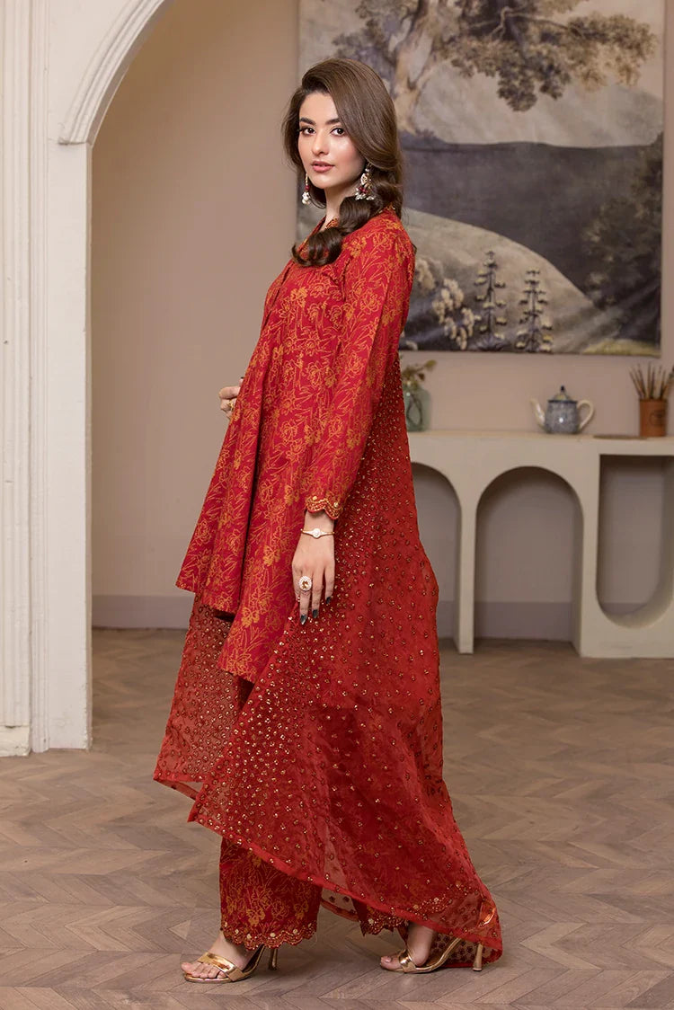 3-PC Stitched Embroidered Suit