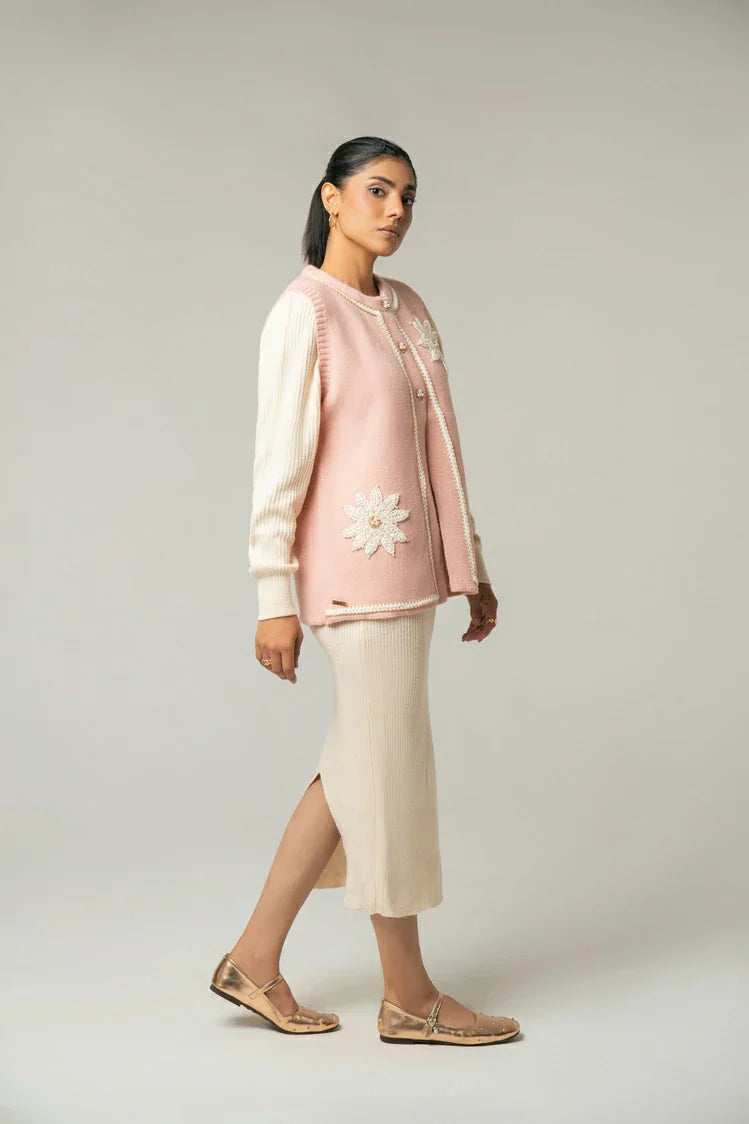 Sleeveless Embroidered Knit Sweater