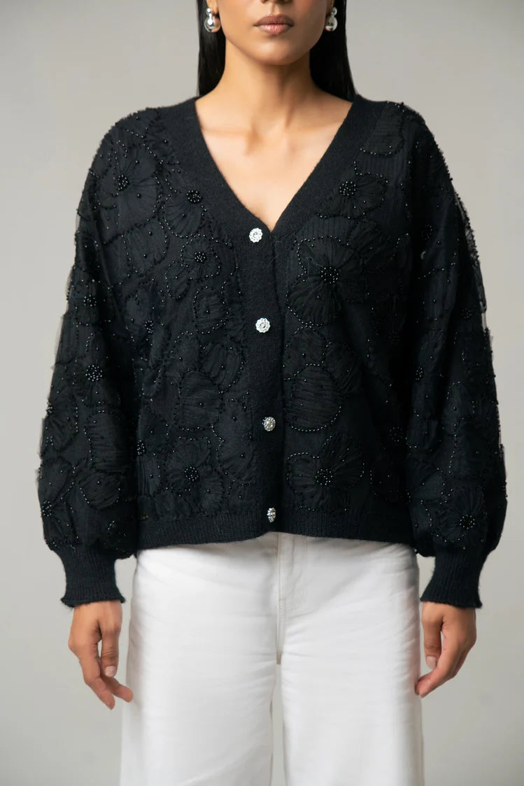 Embroidered Knit Cardigan