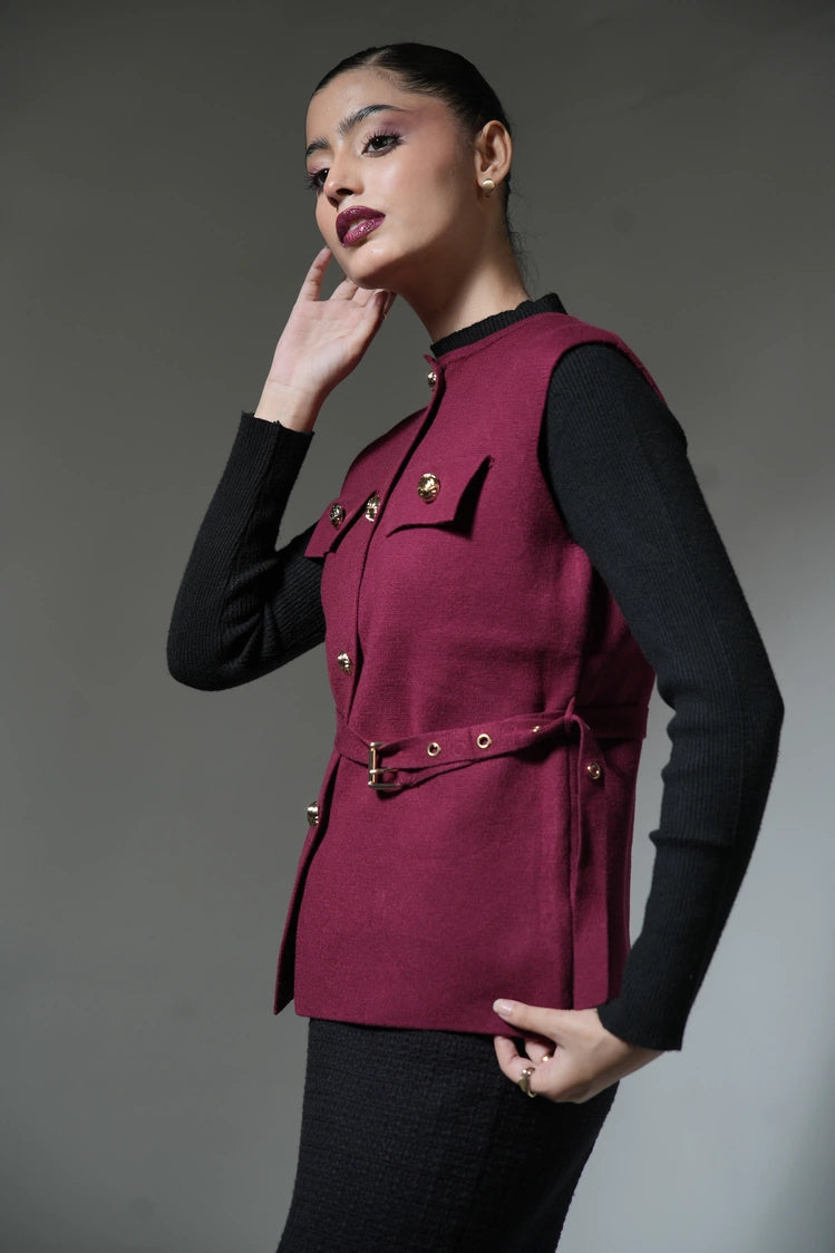 Sleeveless Knit Cardigan