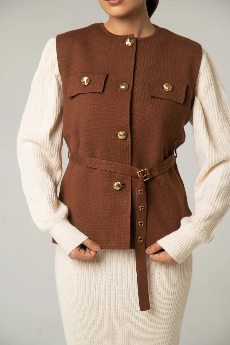 Sleeveless Knit  Cardigan