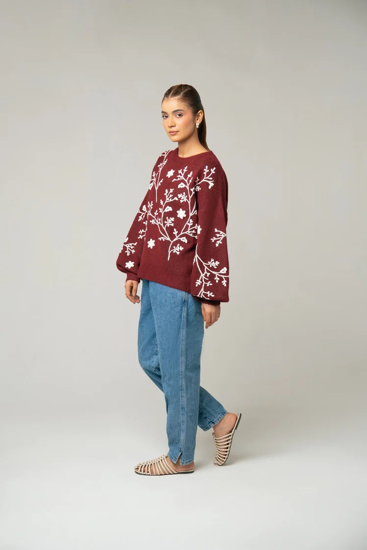 Oversized Embroidered Knit Sweater