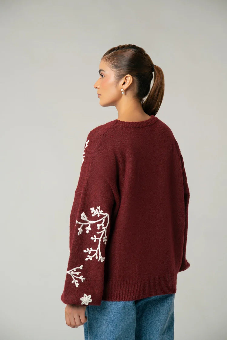 Oversized Embroidered Knit Sweater