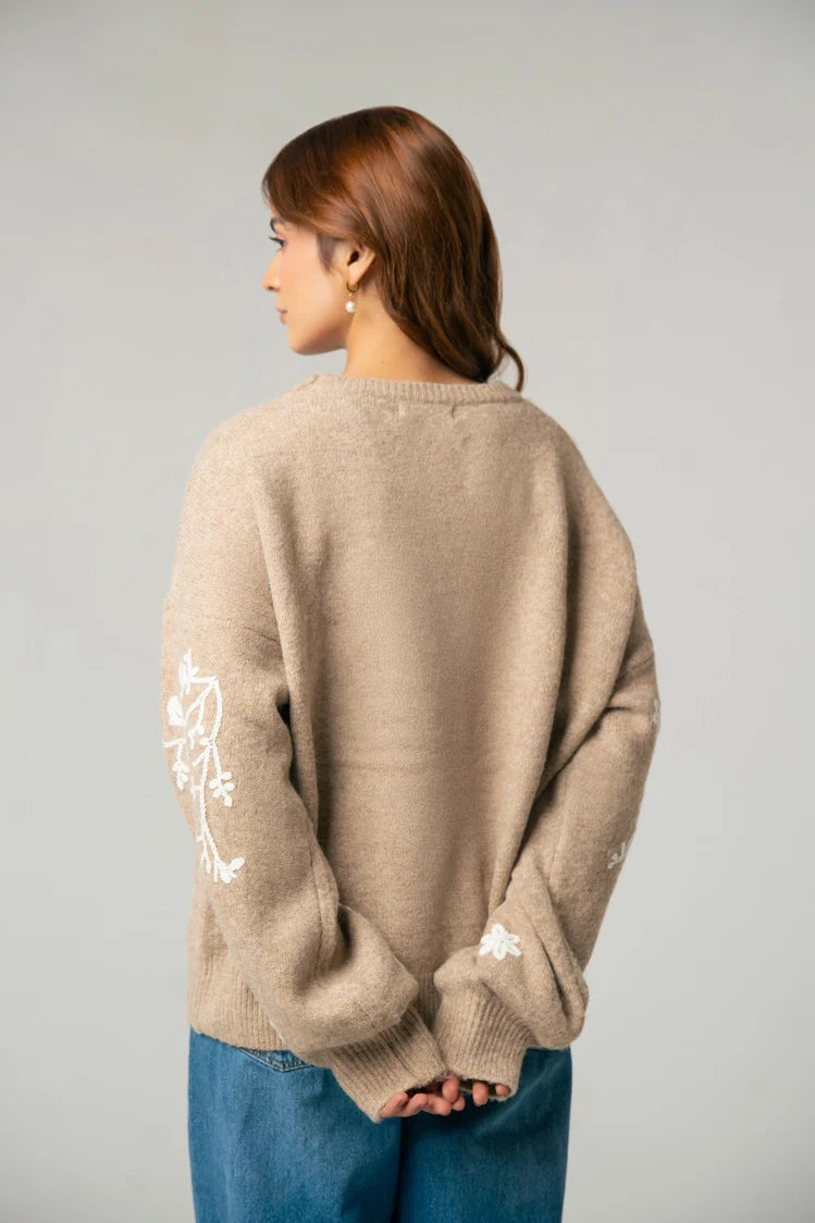 Oversized Embroidered Knit Sweater