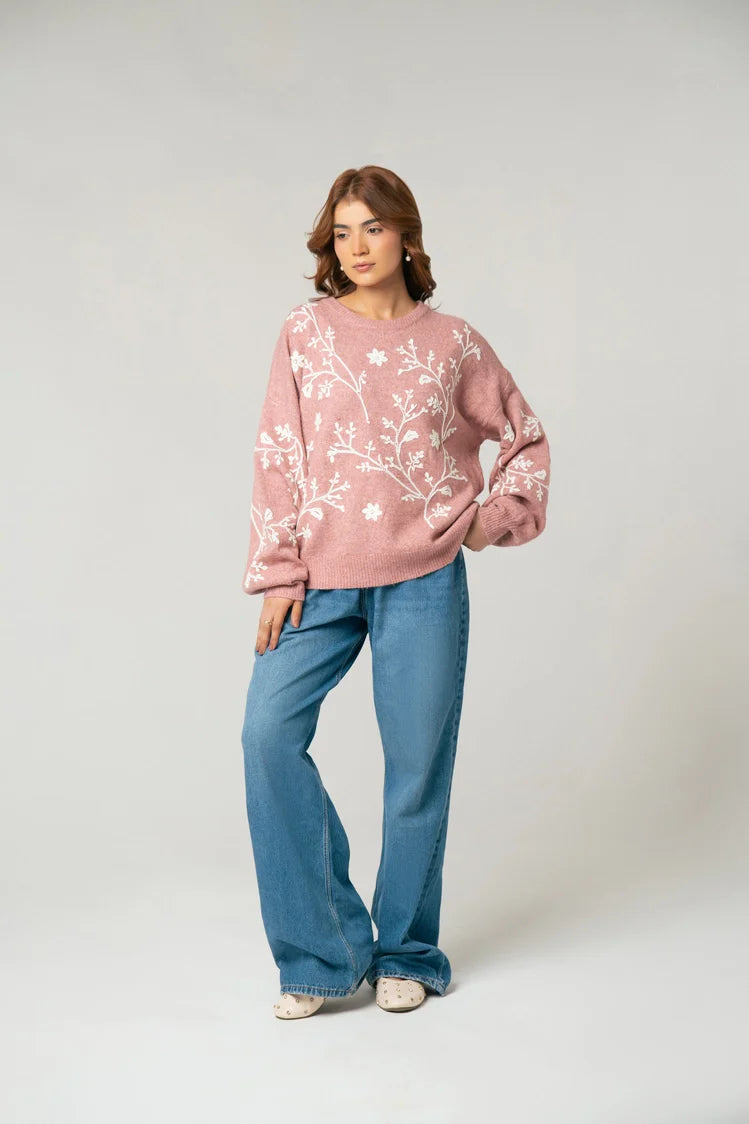 Oversized Embroidered Knit Sweater