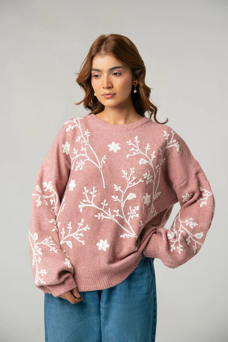Oversized Embroidered Knit Sweater
