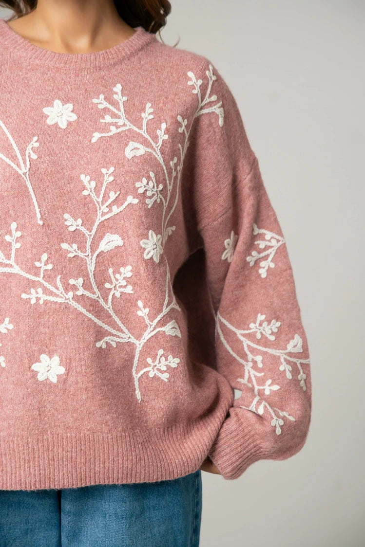 Oversized Embroidered Knit Sweater