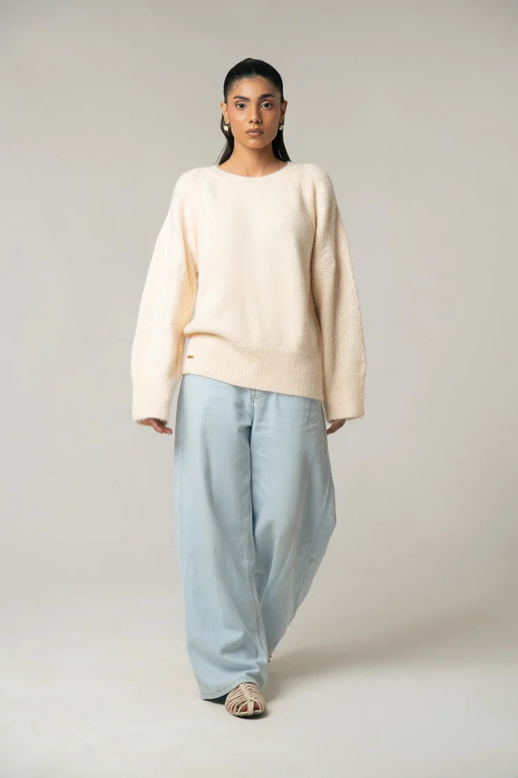 Oversized Embroidered Knit Sweater