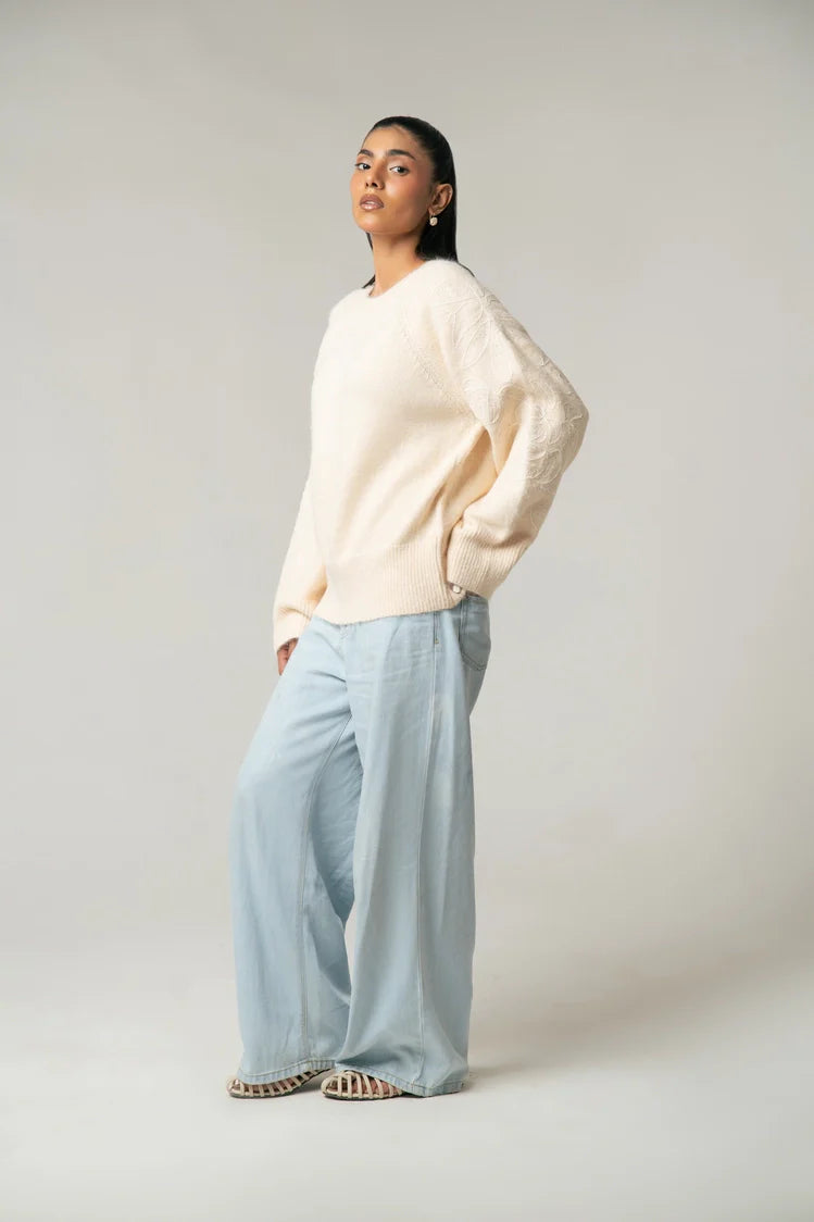 Oversized Embroidered Knit Sweater