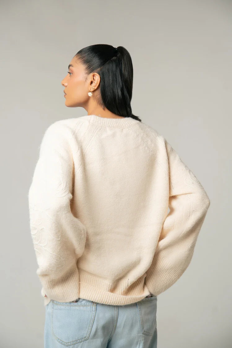 Oversized Embroidered Knit Sweater