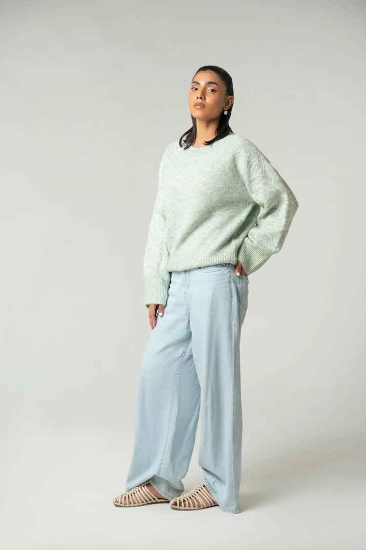 Oversized Embroidered Knit Sweater