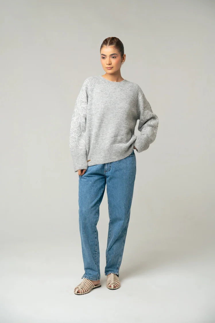 Oversized Embroidered Knit Sweater