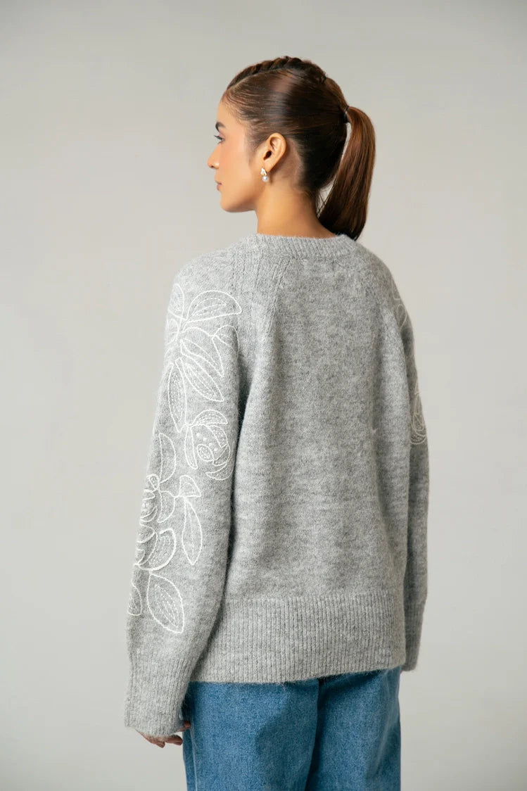 Oversized Embroidered Knit Sweater
