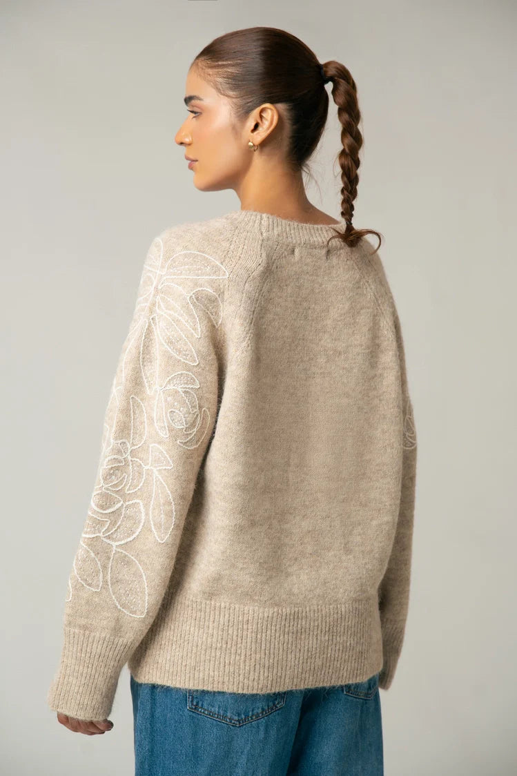Oversized Embroidered Knit Sweater