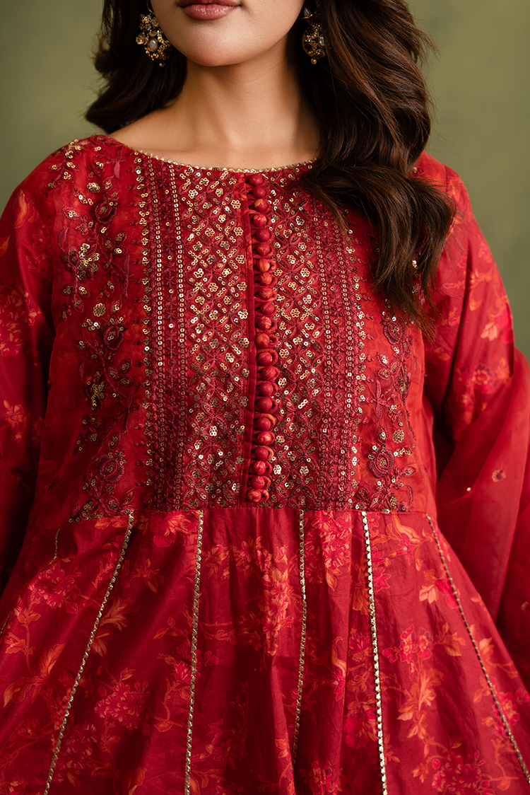 3-PC Stitched Embroidered Suit