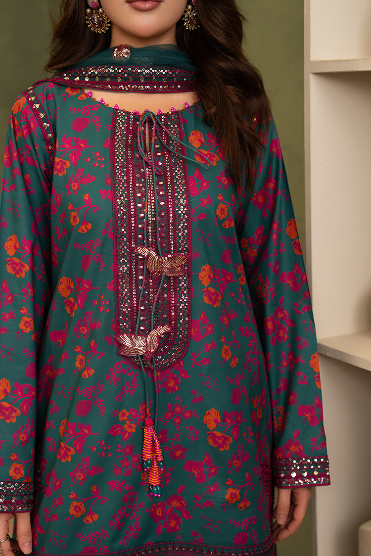 3-PC Stitched Embroidered Suit