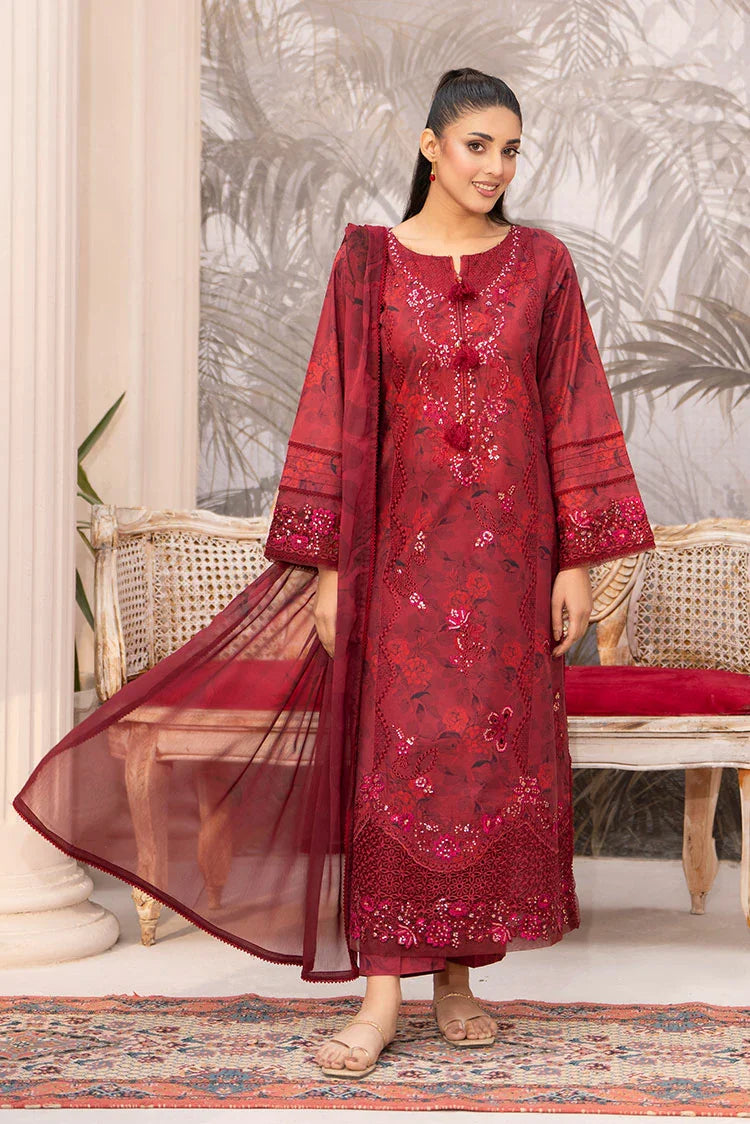 3-PC Stitched Embroidered Suit