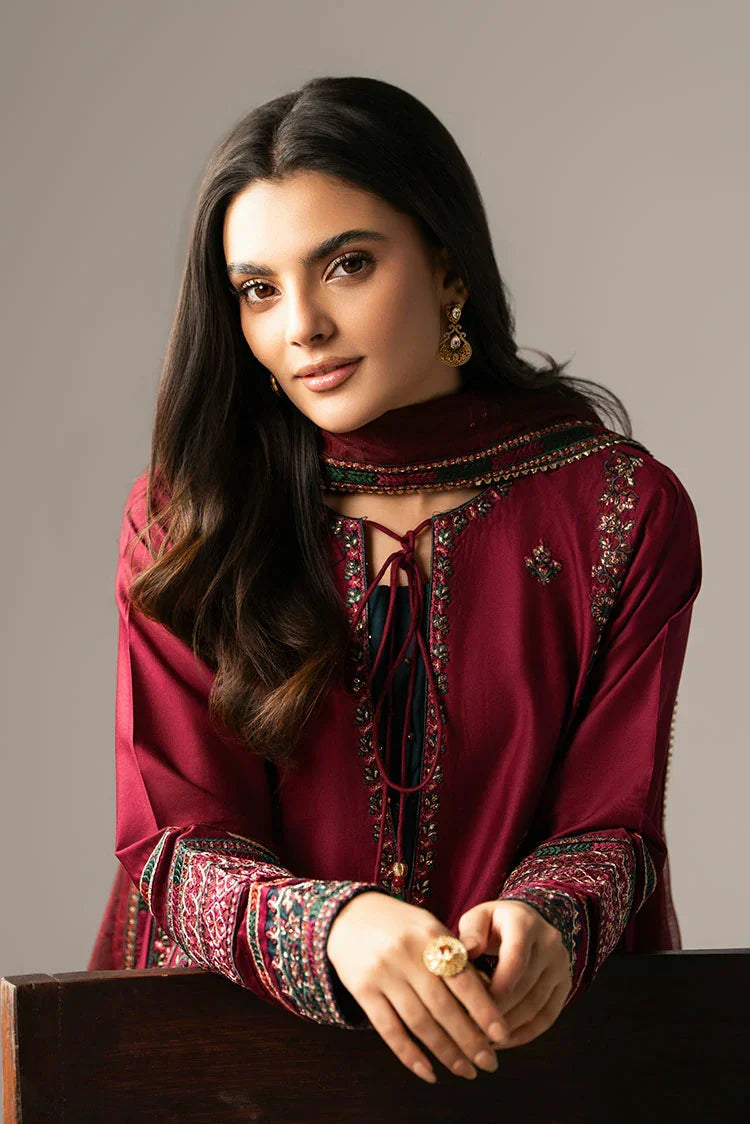 3-PC Stitched Embroidered Suit