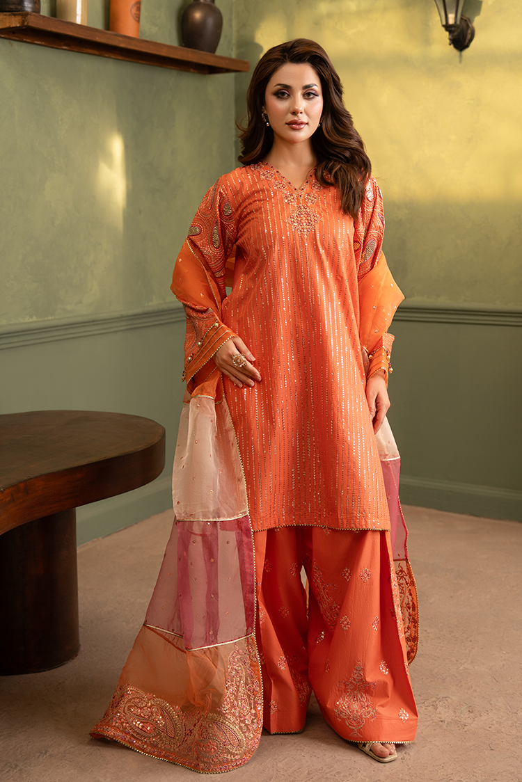 3-PC Stitched Embroidered Suit