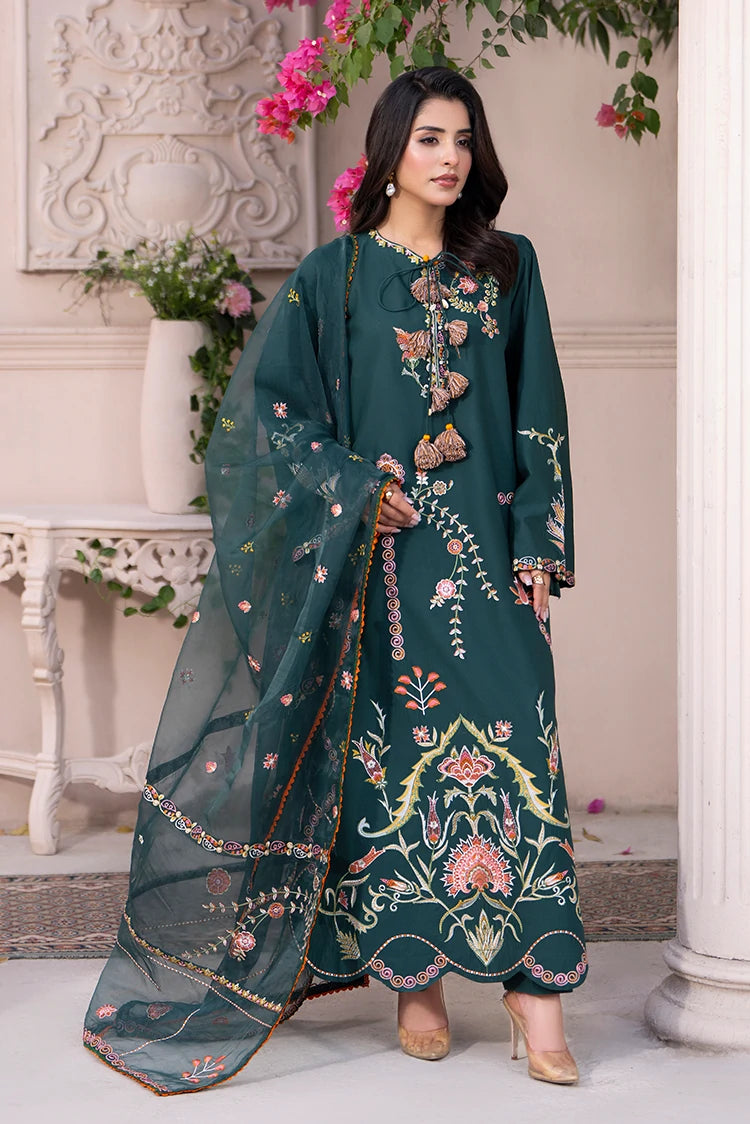 3-PC Stitched Embroidered Suit